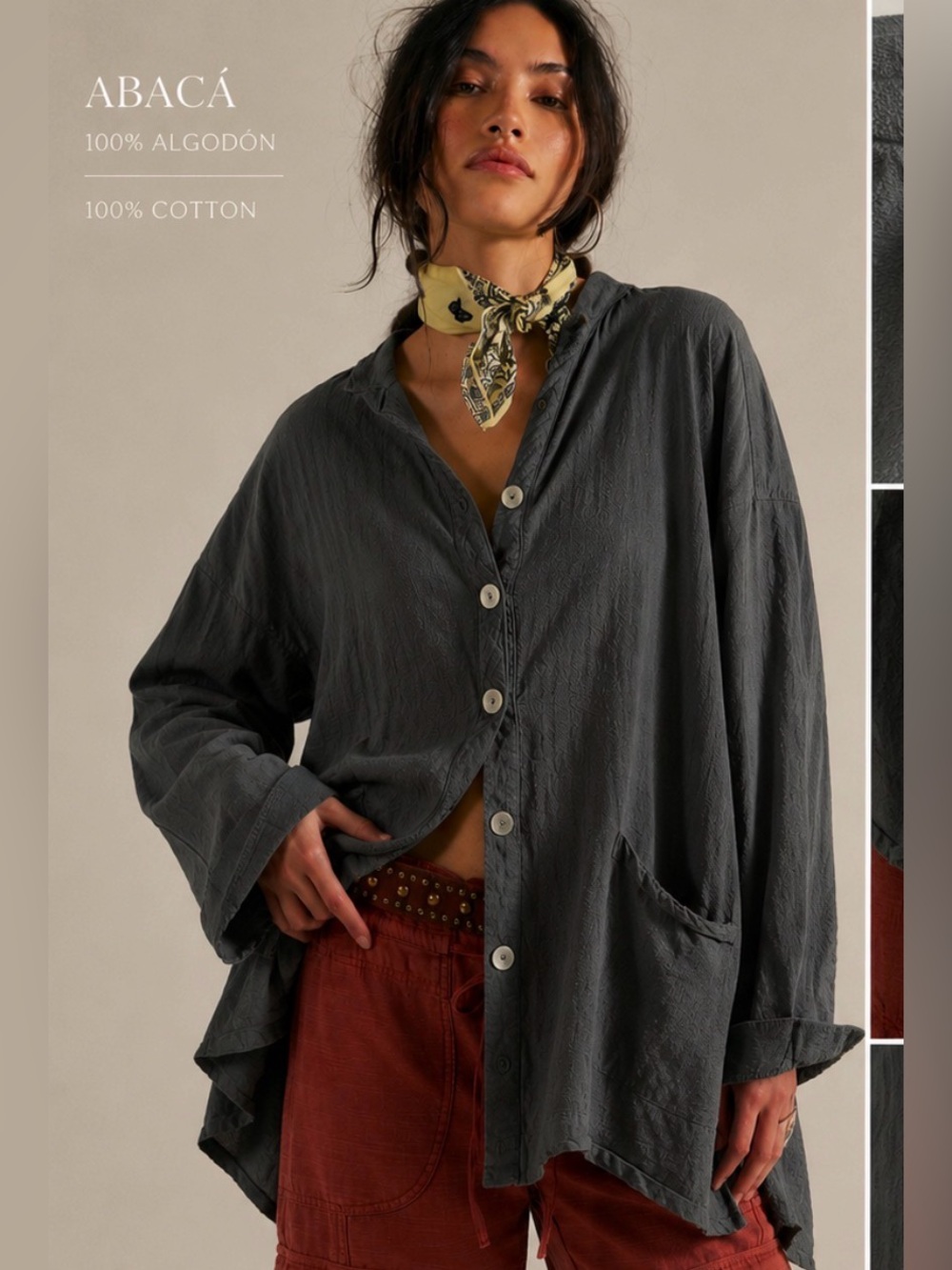 ABACA 100% Cotton Gauze Tunic Oversized Asymmetrical Top